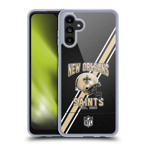 NFL New Orleans Saints Logo Art Football Stripes Soft Gel Case for Samsung Galaxy A13 5G (2021)