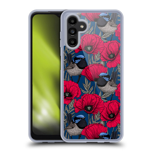 Katerina Kirilova Floral Patterns Fairy Wrens & Poppies Soft Gel Case for Samsung Galaxy A13 5G (2021)