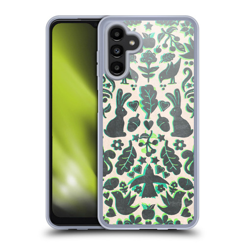 Micklyn Le Feuvre Animals Two Rabbits Folk Art Pattern Soft Gel Case for Samsung Galaxy A13 5G (2021)