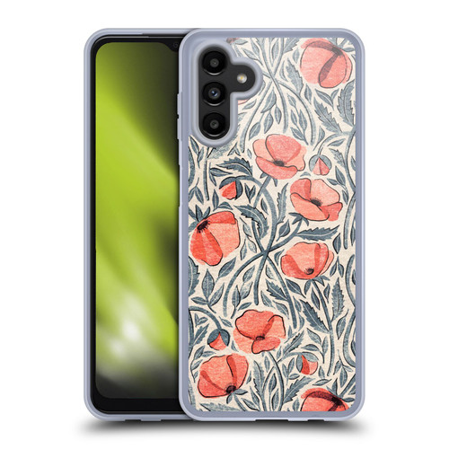 Micklyn Le Feuvre Flora And Fauna Peachy Coral Scattered Poppies Soft Gel Case for Samsung Galaxy A13 5G (2021)