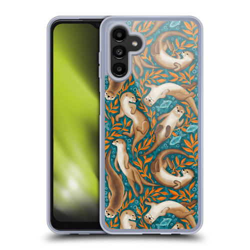 Micklyn Le Feuvre Flora And Fauna Swimming Otters in Teal Orange Soft Gel Case for Samsung Galaxy A13 5G (2021)