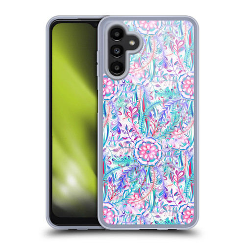 Micklyn Le Feuvre Florals Burst in Pink and Teal Soft Gel Case for Samsung Galaxy A13 5G (2021)