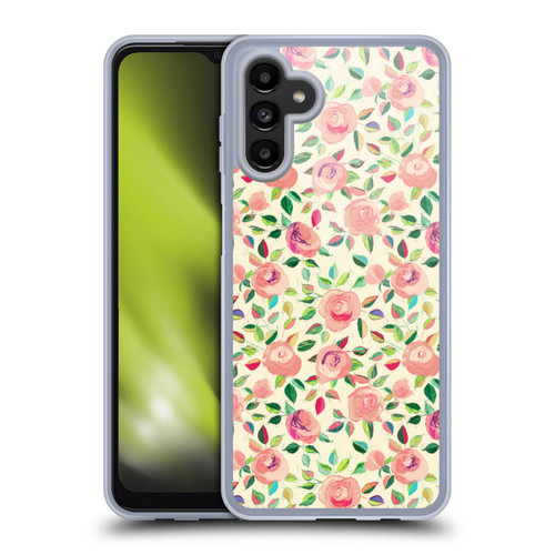 Micklyn Le Feuvre Florals 2 Pastel Roses In Blush Pink And Cream Soft Gel Case for Samsung Galaxy A13 5G (2021)