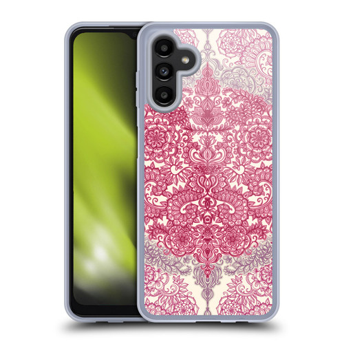 Micklyn Le Feuvre Floral Patterns Berry Pink Cream And Mauve Soft Gel Case for Samsung Galaxy A13 5G (2021)