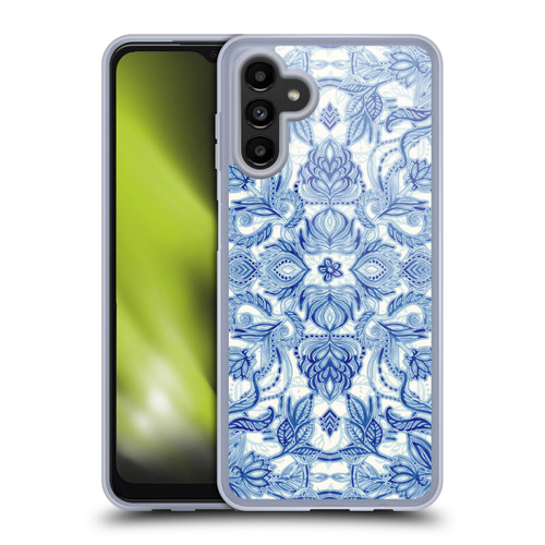 Micklyn Le Feuvre Floral Patterns Denim Blues Soft Gel Case for Samsung Galaxy A13 5G (2021)
