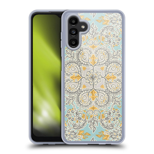 Micklyn Le Feuvre Floral Patterns Grey And Yellow Soft Gel Case for Samsung Galaxy A13 5G (2021)