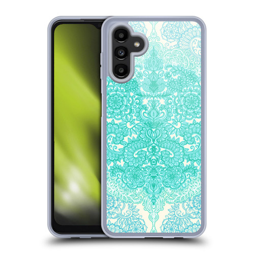 Micklyn Le Feuvre Floral Patterns Mint Green And Aqua Soft Gel Case for Samsung Galaxy A13 5G (2021)