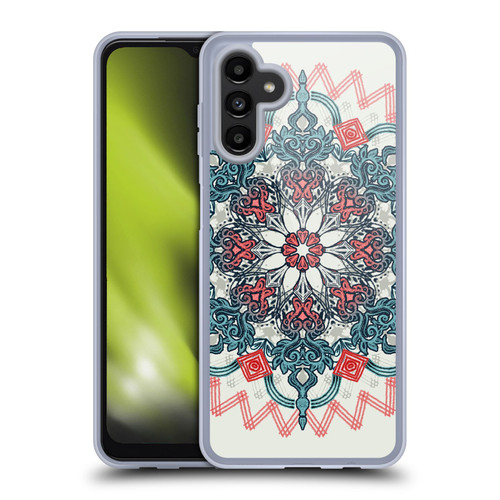 Micklyn Le Feuvre Mandala 3 Coral And Teal Tangle Medallion Soft Gel Case for Samsung Galaxy A13 5G (2021)