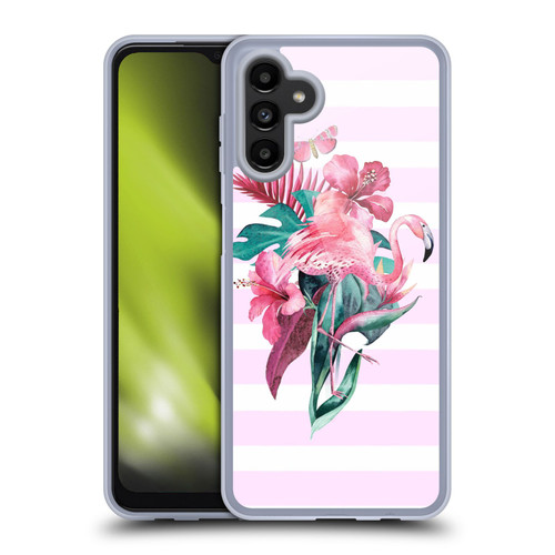 LebensArt Birds And Floral Flamingo Summer Vibe Pink Soft Gel Case for Samsung Galaxy A13 5G (2021)