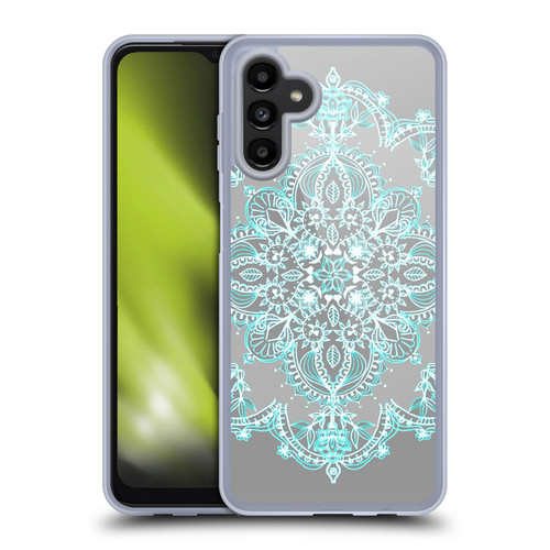 Micklyn Le Feuvre Mandala 3 Teal And Aqua Lace Soft Gel Case for Samsung Galaxy A13 5G (2021)