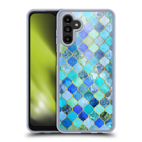 Micklyn Le Feuvre Moroccan Aqua and Gold Soft Gel Case for Samsung Galaxy A13 5G (2021)