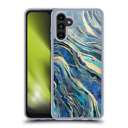 LebensArt Geo Liquid Marble Shimmer Blue Soft Gel Case for Samsung Galaxy A13 5G (2021)