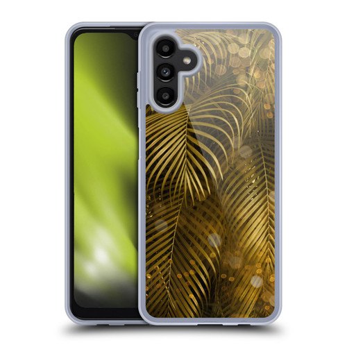 LebensArt Jungle Plants And Animals Golden Sparkle Palm Leaves Soft Gel Case for Samsung Galaxy A13 5G (2021)