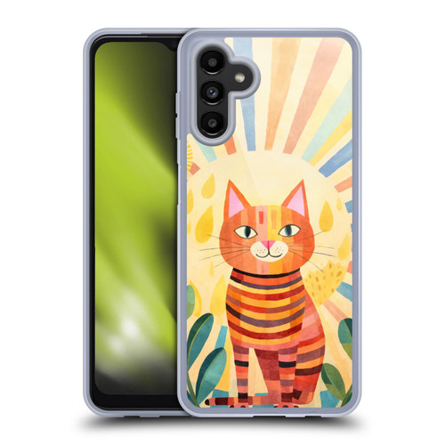 LebensArt Mix Art Stripes Whimsy Cat Soft Gel Case for Samsung Galaxy A13 5G (2021)