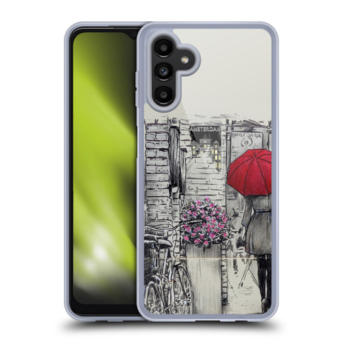 LouiJoverArt Red Ink Amsterdam Walk Soft Gel Case for Samsung Galaxy A13 5G (2021)