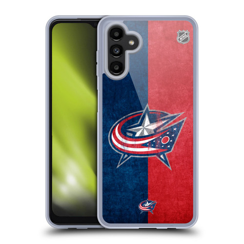 NHL Columbus Blue Jackets Half Distressed Soft Gel Case for Samsung Galaxy A13 5G (2021)