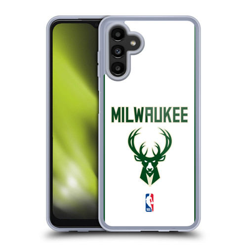 NBA Milwaukee Bucks Logo White Design Soft Gel Case for Samsung Galaxy A13 5G (2021)