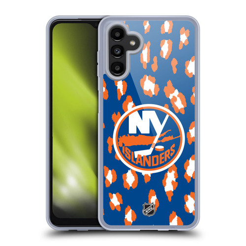 NHL New York Islanders Leopard Pattern Soft Gel Case for Samsung Galaxy A13 5G (2021)