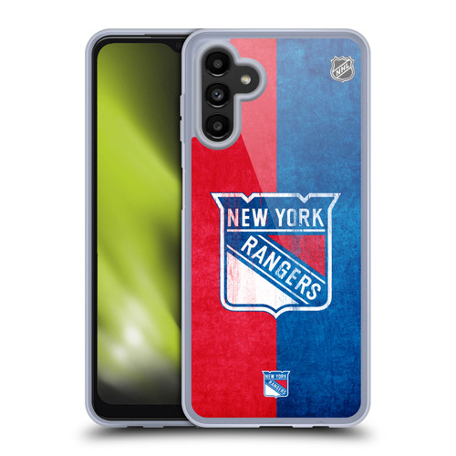 NHL New York Rangers Half Distressed Soft Gel Case for Samsung Galaxy A13 5G (2021)