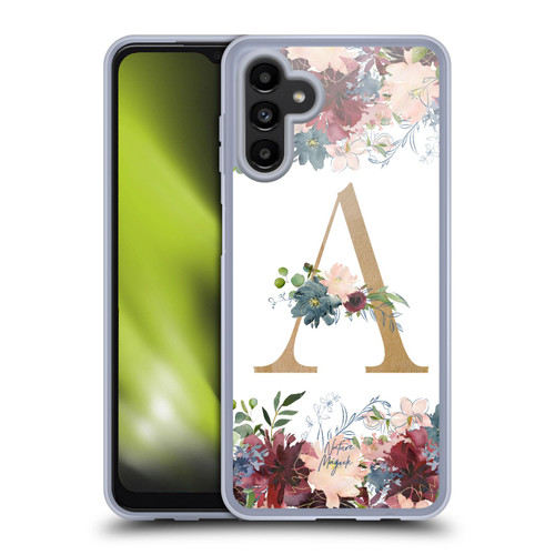 Nature Magick Flowers Monogram Floral Gold Letter A Soft Gel Case for Samsung Galaxy A13 5G (2021)