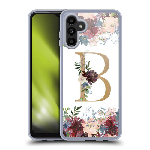 Nature Magick Flowers Monogram Floral Gold Letter B Soft Gel Case for Samsung Galaxy A13 5G (2021)