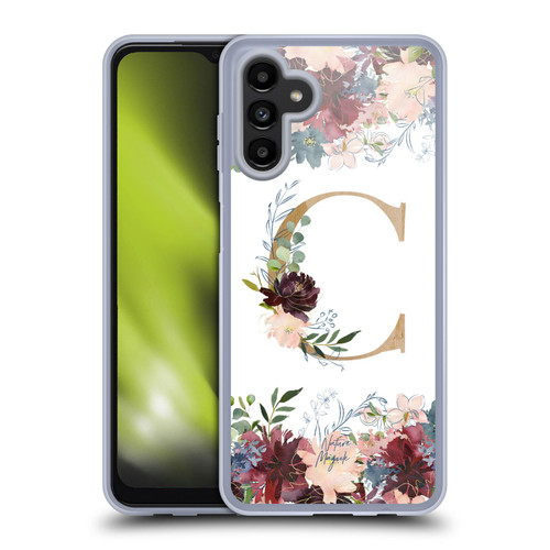 Nature Magick Flowers Monogram Floral Gold Letter C Soft Gel Case for Samsung Galaxy A13 5G (2021)