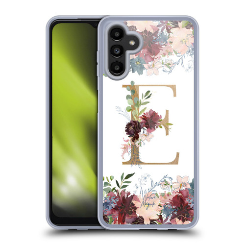 Nature Magick Flowers Monogram Floral Gold Letter E Soft Gel Case for Samsung Galaxy A13 5G (2021)