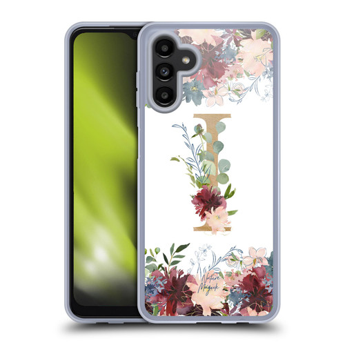 Nature Magick Flowers Monogram Floral Gold Letter I Soft Gel Case for Samsung Galaxy A13 5G (2021)