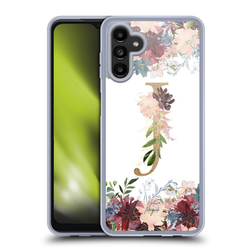 Nature Magick Flowers Monogram Floral Gold Letter J Soft Gel Case for Samsung Galaxy A13 5G (2021)