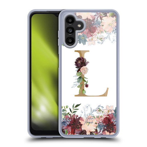 Nature Magick Flowers Monogram Floral Gold Letter L Soft Gel Case for Samsung Galaxy A13 5G (2021)