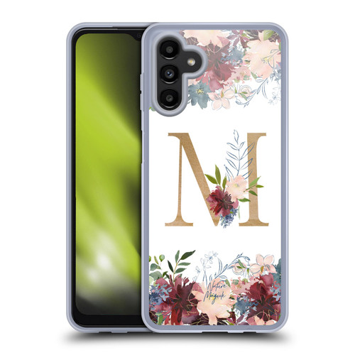 Nature Magick Flowers Monogram Floral Gold Letter M Soft Gel Case for Samsung Galaxy A13 5G (2021)