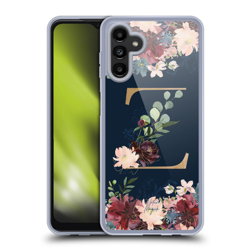Nature Magick Floral Monogram Gold Navy 2 Letter Z Soft Gel Case for Samsung Galaxy A13 5G (2021)