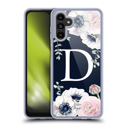 Nature Magick Floral Monogram Navy Flowers 1 Letter D Soft Gel Case for Samsung Galaxy A13 5G (2021)