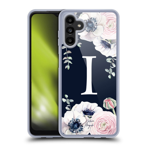 Nature Magick Floral Monogram Navy Flowers 1 Letter I Soft Gel Case for Samsung Galaxy A13 5G (2021)