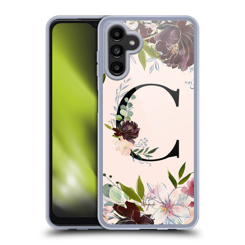 Nature Magick Rose Gold Flowers Monogram 1 Letter C Soft Gel Case for Samsung Galaxy A13 5G (2021)
