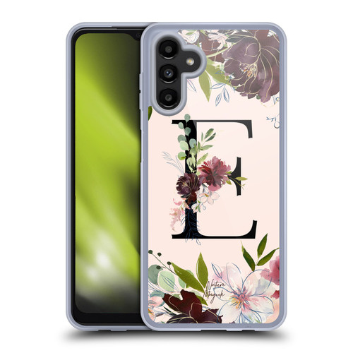 Nature Magick Rose Gold Flowers Monogram 1 Letter E Soft Gel Case for Samsung Galaxy A13 5G (2021)