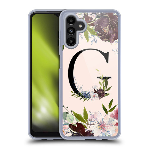 Nature Magick Rose Gold Flowers Monogram 1 Letter G Soft Gel Case for Samsung Galaxy A13 5G (2021)