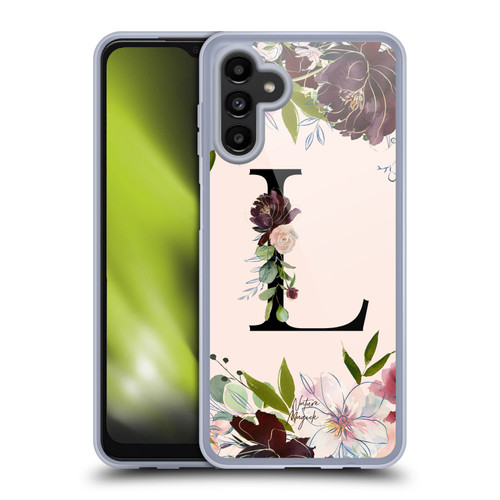 Nature Magick Rose Gold Flowers Monogram 1 Letter L Soft Gel Case for Samsung Galaxy A13 5G (2021)