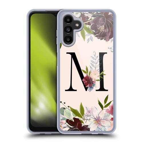 Nature Magick Rose Gold Flowers Monogram 1 Letter M Soft Gel Case for Samsung Galaxy A13 5G (2021)