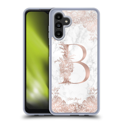 Nature Magick Rose Gold Marble Monogram Letter B Soft Gel Case for Samsung Galaxy A13 5G (2021)