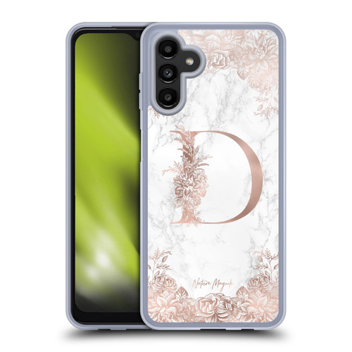 Nature Magick Rose Gold Marble Monogram Letter D Soft Gel Case for Samsung Galaxy A13 5G (2021)