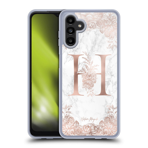 Nature Magick Rose Gold Marble Monogram Letter H Soft Gel Case for Samsung Galaxy A13 5G (2021)
