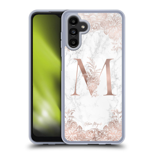 Nature Magick Rose Gold Marble Monogram Letter M Soft Gel Case for Samsung Galaxy A13 5G (2021)