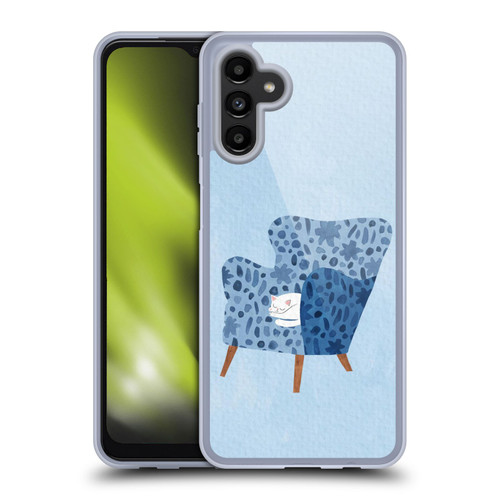 Planet Cat Arm Chair Cornflower Chair Cat Soft Gel Case for Samsung Galaxy A13 5G (2021)