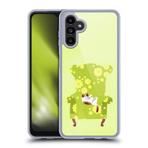Planet Cat Arm Chair Lime Chair Cat Soft Gel Case for Samsung Galaxy A13 5G (2021)