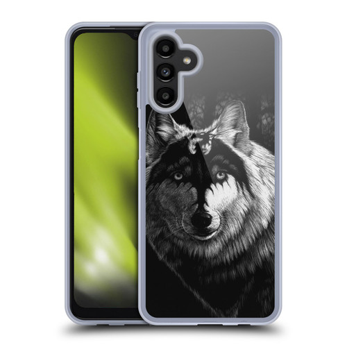 Stanley Morrison Black And White Gray Wolf With Dragon Marking Soft Gel Case for Samsung Galaxy A13 5G (2021)