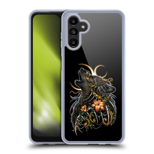 Sarah Richter Animals Gothic Black Howling Wolf Soft Gel Case for Samsung Galaxy A13 5G (2021)