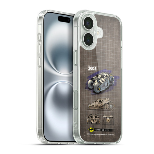 Batman DC Comics Batmobile History 2005 Dark Knight Trilogy Soft Gel Case for Apple iPhone 16 Plus & MagSafe