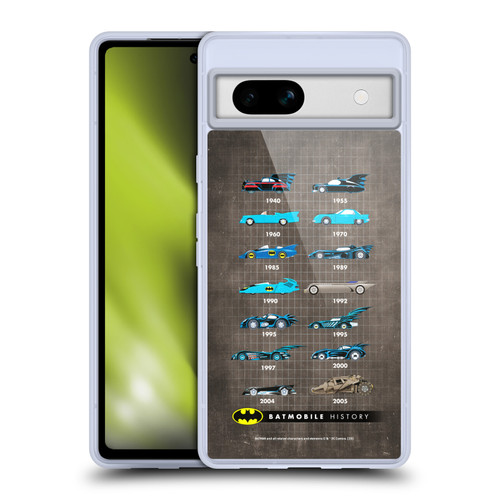 Batman DC Comics Batmobile History Evolution Soft Gel Case for Google Pixel 7a