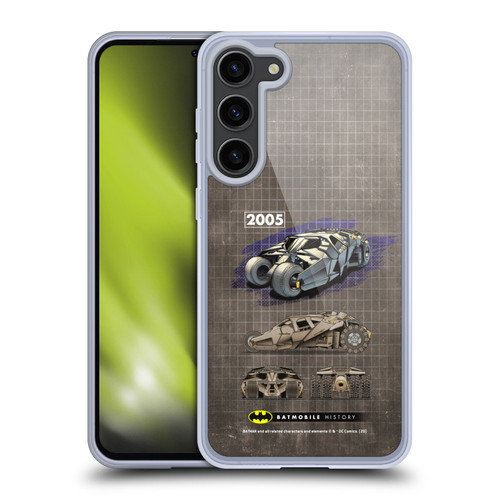 Batman DC Comics Batmobile History 2005 Dark Knight Trilogy Soft Gel Case for Samsung Galaxy S23+ 5G & MagSafe